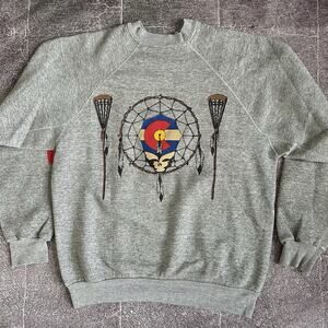 Mens Vintage 90s Discus Colorado Lacrosse Dreamcatcher Crewneck Sweatshirt Sz XL